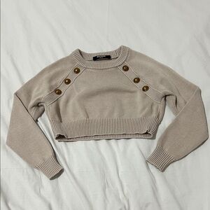 Balmain Light Beige Sweater with Gold Button Details